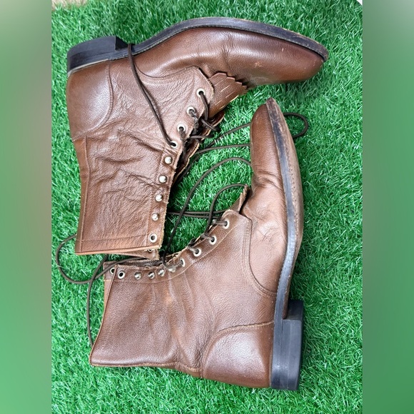 Justin Boot Company Women's Brown Lace-Up Roper Size 10D - Picture 6 of 7